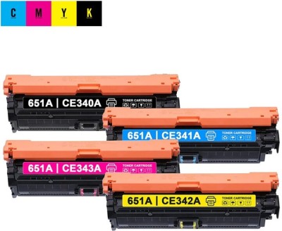 CARTRIDGE ZONE 651A Set-Black, Cyan, Yellow, Magenta-CE340A/341A/342A/343A Black + Tri Color Combo Pack Ink Toner