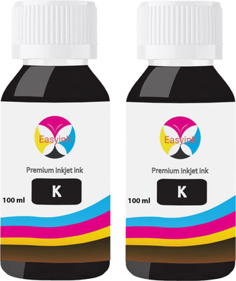 EASYINK 100ML High Yield Inkjet Cartridge Refill Ink for HP & Canon Printers Black - Twin Pack Ink Cartridge