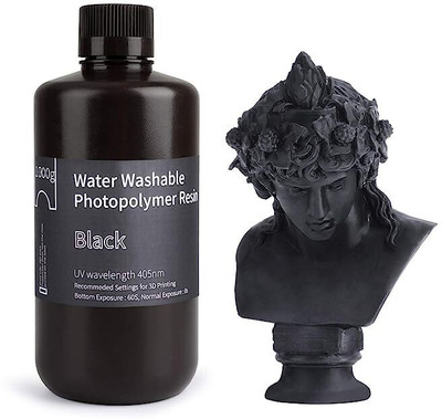 Elegoo Water Washable Photopolymer 3D Printer Resin for LCD DLP SLA 405nm Printer Black Ink Bottle