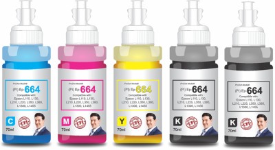 PRODOT Ep 664 Inkjet Ink Refill Compatible with Epson L100, L130, L210, L220, 2 x Black + Tri Color Combo Pack Ink Bottle