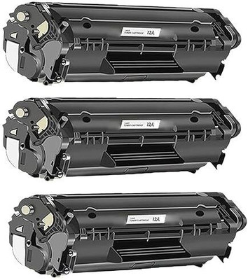 canoff 12A Toner Cartridge Pack of-3 Compatible For M1005, 1018, 1010, 1012 Printers Black Ink Toner
