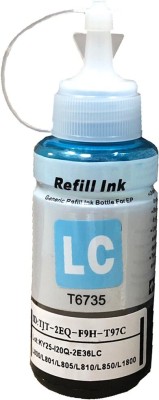 PRINTZONE Refill Ink EP T6735 - LIGHT CYAN - Compatible for Epson L800 / L801 / L805/ L810 / L850 / L1800 EcoTank Printers Single Color Ink Bottle (Light Cyan) Cyan Ink Bottle