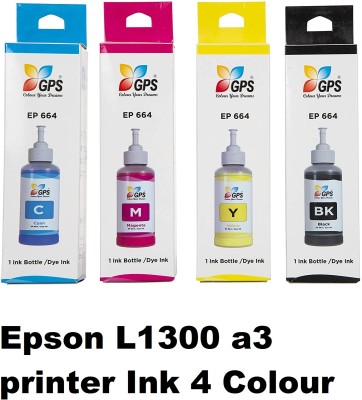 GPS Colour Your Dreams Epson L1300 Single Function InkTank A3 Printer Comptible ink Black + Tri Color Combo Pack Ink Bottle