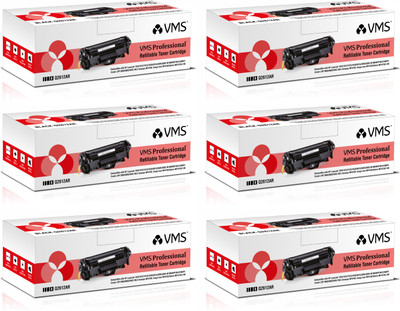 VMS Refillable Toner Cartridge 3312 12AR/Q2612AR - Pack Of 6 Black Ink Toner