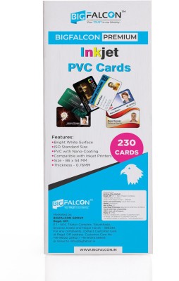BIGFALCON Premium 230 Plain PVC ID Cards for Inkjet Printers Quality White Plastic CR80 White Ink Bottle
