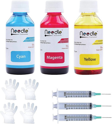 Needle 3x100 gms Ink Refill for Cartridge Printers Tri-Color Ink Bottle