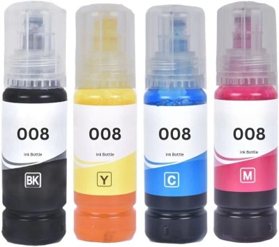 vevo toner cartridge 008 Refill Ink Compatible For Epson L6570,Epson L6580,L15150,L15160 Printers Black + Tri Color Combo Pack Ink Bottle