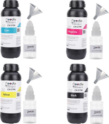 Needle 4x500 gms GI 790 for G1010 G2000 G2002 G2010 G2012 G3000 G3010 G4000 Printers Black + Tri Color Combo Pack Ink Bottle