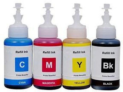 Printcare Refill ink Compatible For T664 Printers Black + Tri Color Combo Pack Ink Bottle