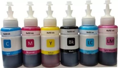 tequo T673 Ink 6 Bottle Set Compatible for L800, L810, L805, L1800 Printer Black + Tri Color Combo Pack Ink Bottle