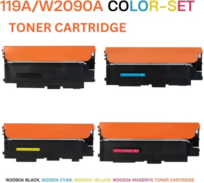 Go Toner cartridge HP 119A/W2090A (Set Of 4) Compatible for HP Color Laser 150a,150nw,MFP 178nw Black + Tri Color Combo Pack Ink Toner