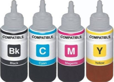 Printcare Refill Ink For Use In Canon PIXMA MG2570S - Cyan, Magenta, Yellow & Black - 100 ML Each Bottle Black + Tri Color Combo Pack Ink Bottle