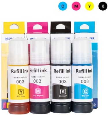 QUINK 001 / 003 Refill Ink For EcoTank L1110, L3100, L3110, L3150, L3115, L3116, Black + Tri Color Combo Pack Ink Bottle