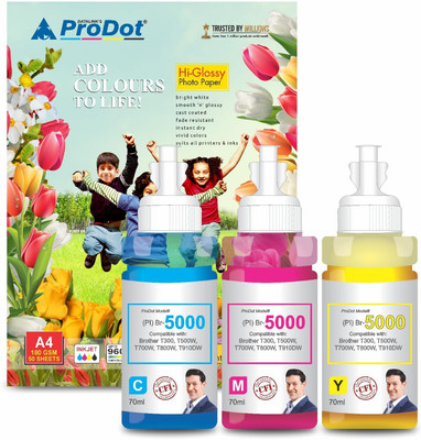 PRODOT Br B5000/B6000 Inkjet Ink Refill with Photopaper for Brother DCP-T300,T310 (CMY) Tri-Color Ink Bottle