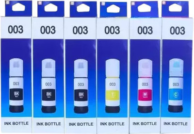CHAWDA Use For EP 003 6 Ink Multicolor Black + Tri Color Combo Pack Ink Bottle