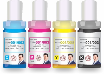 PRODOT Ep 001/003 Inkjet Ink Refill Compatible with Epson L1110, L1455, L3100, L3101 Black + Tri Color Combo Pack Ink Bottle