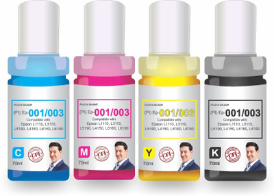 PRODOT Ep 001/003 Inkjet Ink Refill Compatible with Epson L1110, L1455, L3100, L3101 Black + Tri Color Combo Pack Ink Bottle