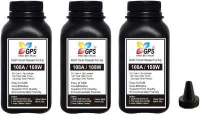 GPS Colour Your Dreams Toner Powder for HP 108a and 108w Laser Printer, Pack of 3 Refill Bottles 80gms Black Ink Toner Powder