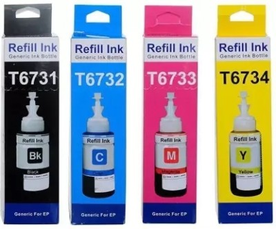 GPN PRINT Refill Ink All Colors (T6641-B,T6642-C,T6643-M,T6644-Y) 70 Ml Each For Black + Tri Color Combo Pack Ink Bottle
