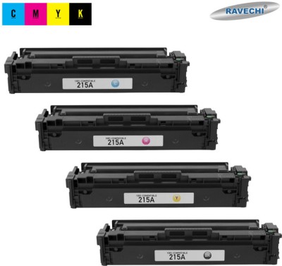 Ravechi 215A Combo Set-Black,Cyan,Yellow,Magenta-W2310A/2311A/2312A/2313A for HP Black + Tri Color Combo Pack Ink Toner