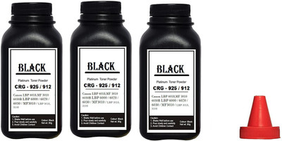 Black Refill Toner Powder Canon Toner Cartridge CRG 912 / 925 For Use In Canon LBP 6018,MF 3010 6030B LBP 6000 / 6020 / 6030 / MF3010 / LBP 3018, 3108 Pack Of 3 Bottle With Nozlle 80Gms Each Bottle Black Ink Toner Powder