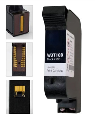 AMS Original HP 2590 W3T10B Black Solvent Ink Cartridge for TIJ Printers, 47ml Black Ink Cartridge
