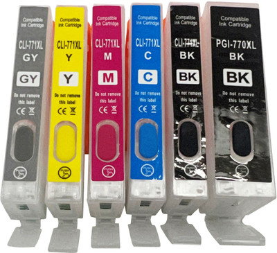 UV CN 770/771(6COLOR)EMPTYREFILLABLE CART WITH AUTORESET CHIP FOR USE IN PIXMA5770 Black + Tri Color Combo Pack Ink Cartridge