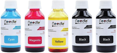 Needle 5 x 100 gms Ink Refill with Suction Tool for Cartridge Printers Black - Twin Pack Ink Bottle