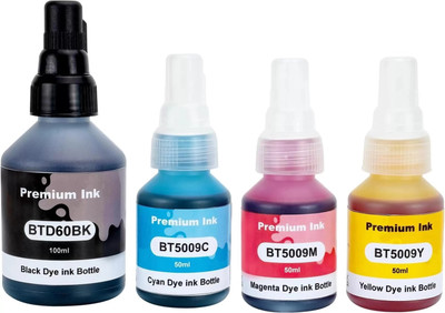 Ang Ink Refill For BTD60 BT6000Bk / BT5000 for Brother DCP Printers Black + Tri Color Combo Pack Ink Bottle