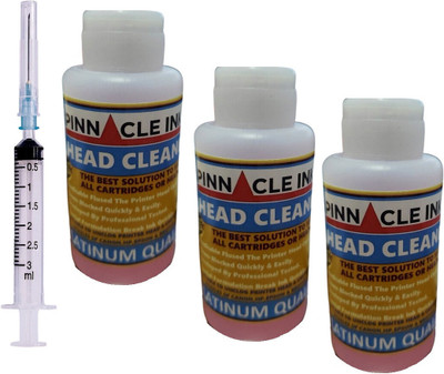 Pinnacle Ink Head Cleaning Solution For HP/Canon/Ep/Brother Printers Head Cleaning Liquid Black + Tri Color Combo Pack Ink Bottle