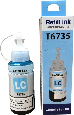 SDS Refill Ink T6735 Compatible for Epson L800 / L805/ L810 / L850 / L1800 EcoTank Printers Single Color Ink Bottle (Light Cyan) Cyan Ink Bottle