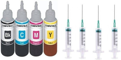 Ang Refill Ink For HP DeskJet 2131 Printer and 4 syringes 100 ML Each Bottle Black + Tri Color Combo Pack Ink Bottle