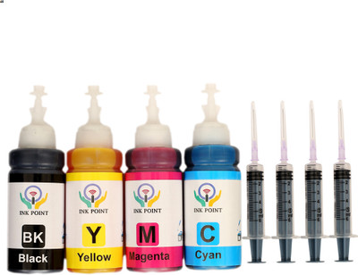 inkpoint ink With Syringe For HP DeskJet 2729 Multi-function WiFi Color Printer Compatibl Black + Tri Color Combo Pack Ink Bottle