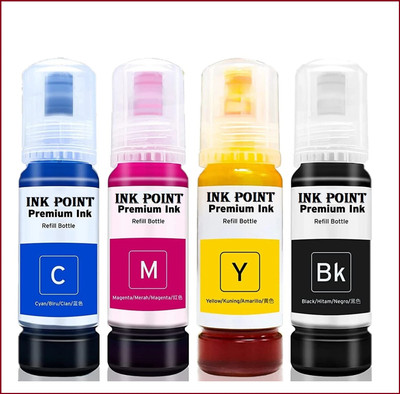 Electrolivetech High-Quality INK POINT 003 Ink for Epson Printers (C/M/Y/k - 70gm x4 Black + Tri Color Combo Pack Ink Bottle