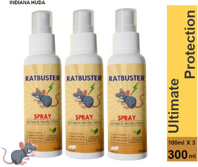 INDIANA HUDA Rat Buster Pack of 3 | 100ml Spray | Natural & Safe Rodent Repellent Solution(3 x 100 ml)