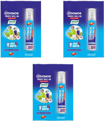 Odomos Mosquito Repellant Fabric Roll on 8ml each(3 x 8 ml)