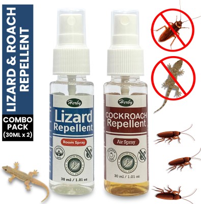 Herby Lizard Repellent & Cockroach Repellent Combo Pack - Herbal & Kitchen Safe(2 x 30 ml)