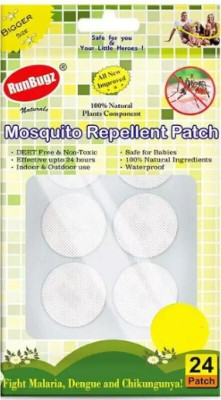RunBugz Natural Repellent Mosquito Patches for Babies with 24 Hours Protection,24 Patches (White) -(Pack of 1)(24 Patches)