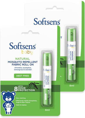 Softsens Natural Mosquito Repellent Fabric Roll-On - 8ml - Pack of 2(2 x 8 ml)