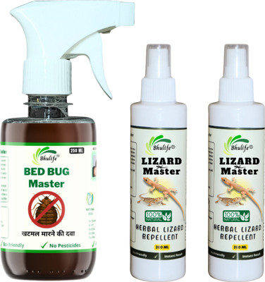 BhuLife Organic Bed bug Eliminator Spray & Lizard Repellent Spray For Insect Free Home(3 x 216.67 ml)