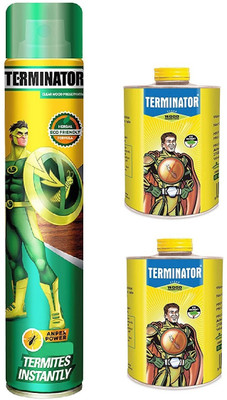 Terminator Termite Killer Wood Preservative 320ml Spray + 2 x 250ml Refill + 3 Masking Tape(3 x 273.33 ml)