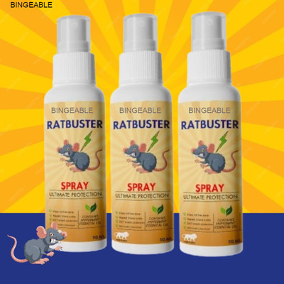 Bingeable Effective Rat Repellent | Rat Buster | 50ml x 3 | Natural & Non-Toxic Spray(3 x 50 ml)