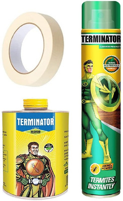 Terminator Wood Protector Termite Killer 250ml Refill + 320ml Spray + Masking Tape - 2 Pcs(3 x 190 ml)