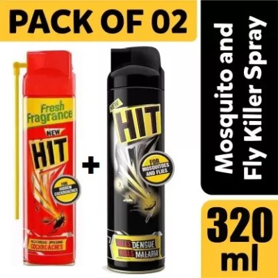 Hit Red + Black Crawing Insect Flying Killer Spray ^^ (Pack of 2)(2 x 320 ml)