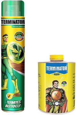 Terminator Termite Killer Wood Preservative 320 ml Spray + 500 ml Refill + 3 Masking Tapes(2 x 410 ml)