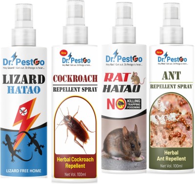 Dr.PestGo Ant spray, Cockroach spray, Rat spray, Lizard spray for home, Pest Control spray(4 x 100 ml)