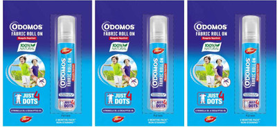 Odomos Fabric Roll on | Mosquito Repellent(3 x 8 ml)