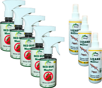 BhuLife Bedbug Spray Strong 250ML and Safe Lizard Spray Natural Oil Based 100ML(8 x 193.75 ml)