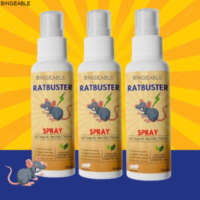Bingeable Rat Buster 50ml Natural Rat Repellent Spray | Pack of 3 | Safe for Home Use(3 x 50 ml)