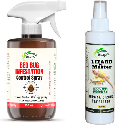 BhuLife Organic Bed bug Infestation Spray & Lizard Repellent Spray For Insect Free Home(2 x 225 ml)